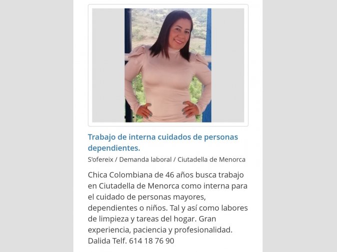 Interna para el cuidado de personas dependientes